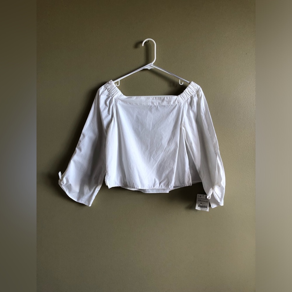 NWT Zara Women Off the Should Wide sleeve Top Size XS